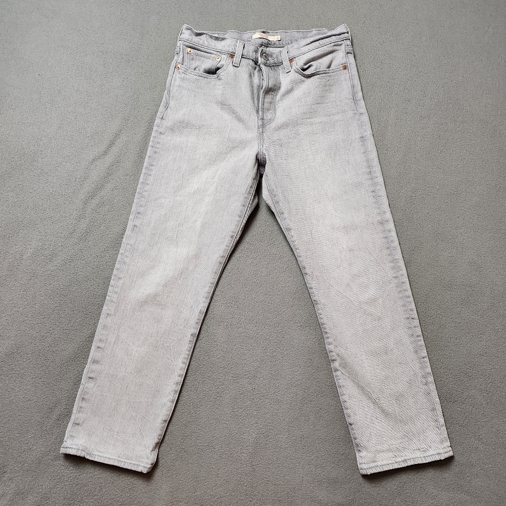 Levis Wedgie Straight Button Fly High Rise Premium Jeans Gray Wash Size 28